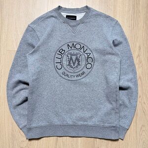 Club Monaco Crest Logo Long Sleeve Crewneck Sweatshirt Womens XXS Heather Gray